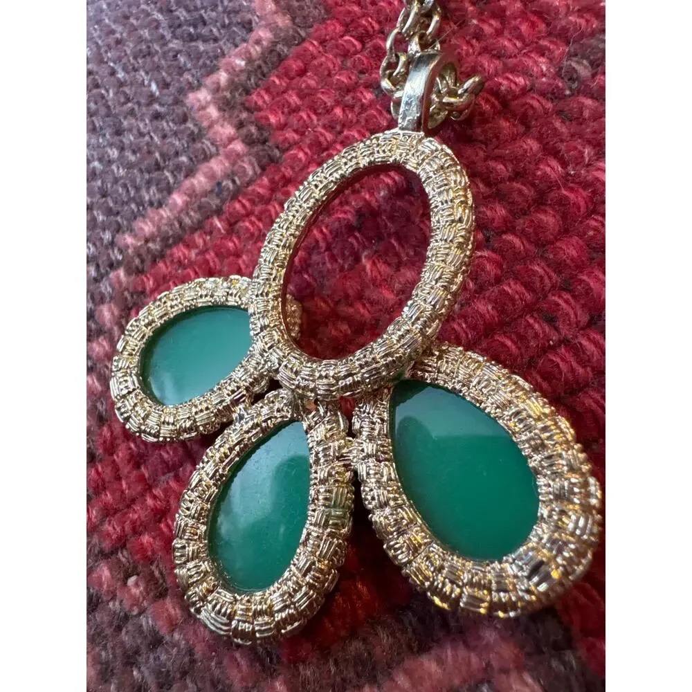 Vintage Coldwater Creek Statement Necklace‎ Green Gold-Tone Fashion Jewelry